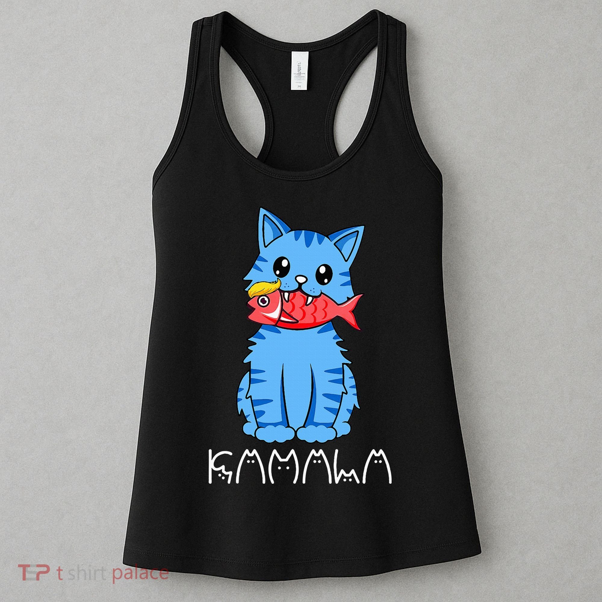 Kamala Cat Eat Fish Funny Harris Trump 2024 Women's Tank Top