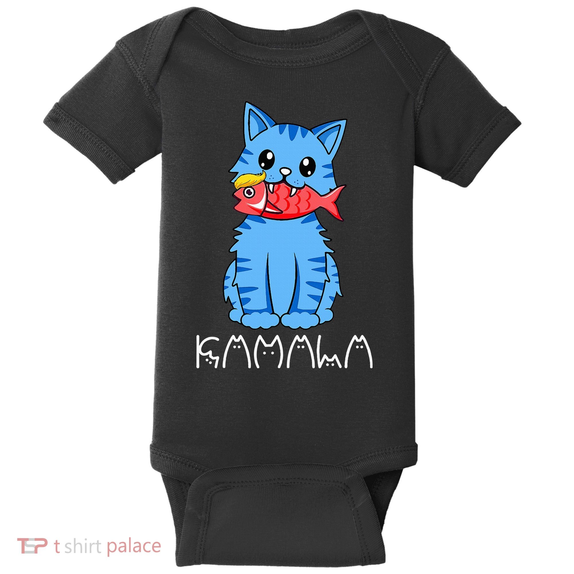 Kamala Cat Eat Fish Funny Harris Trump 2024 Baby Bodysuit