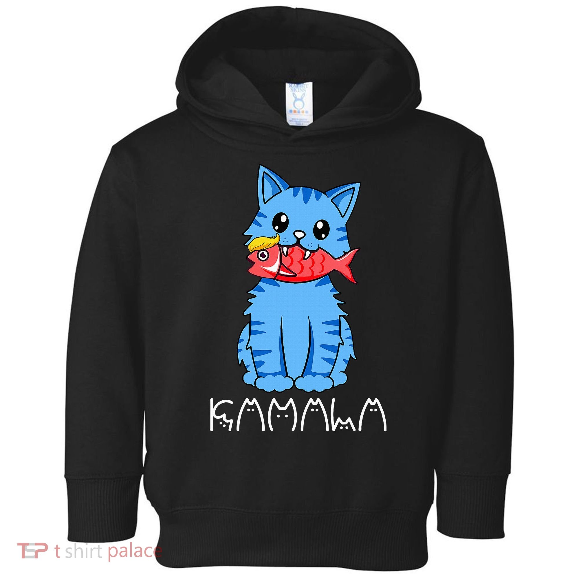 Kamala Cat Eat Fish Funny Harris Trump 2024 Toddler Hoodie