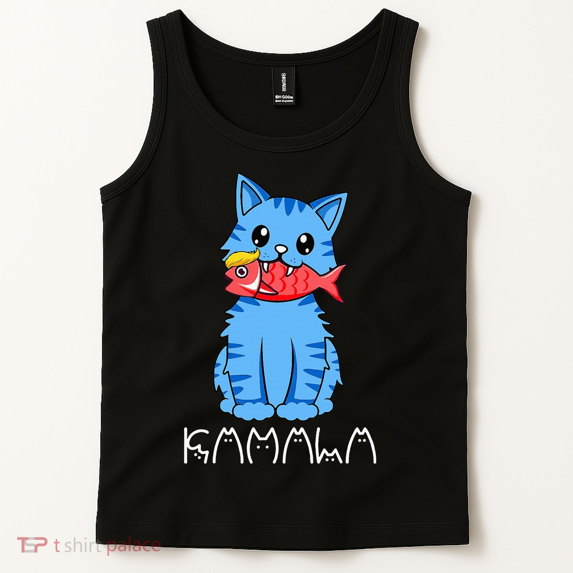 Kamala Cat Eat Fish Funny Harris Trump 2024 Tank Top