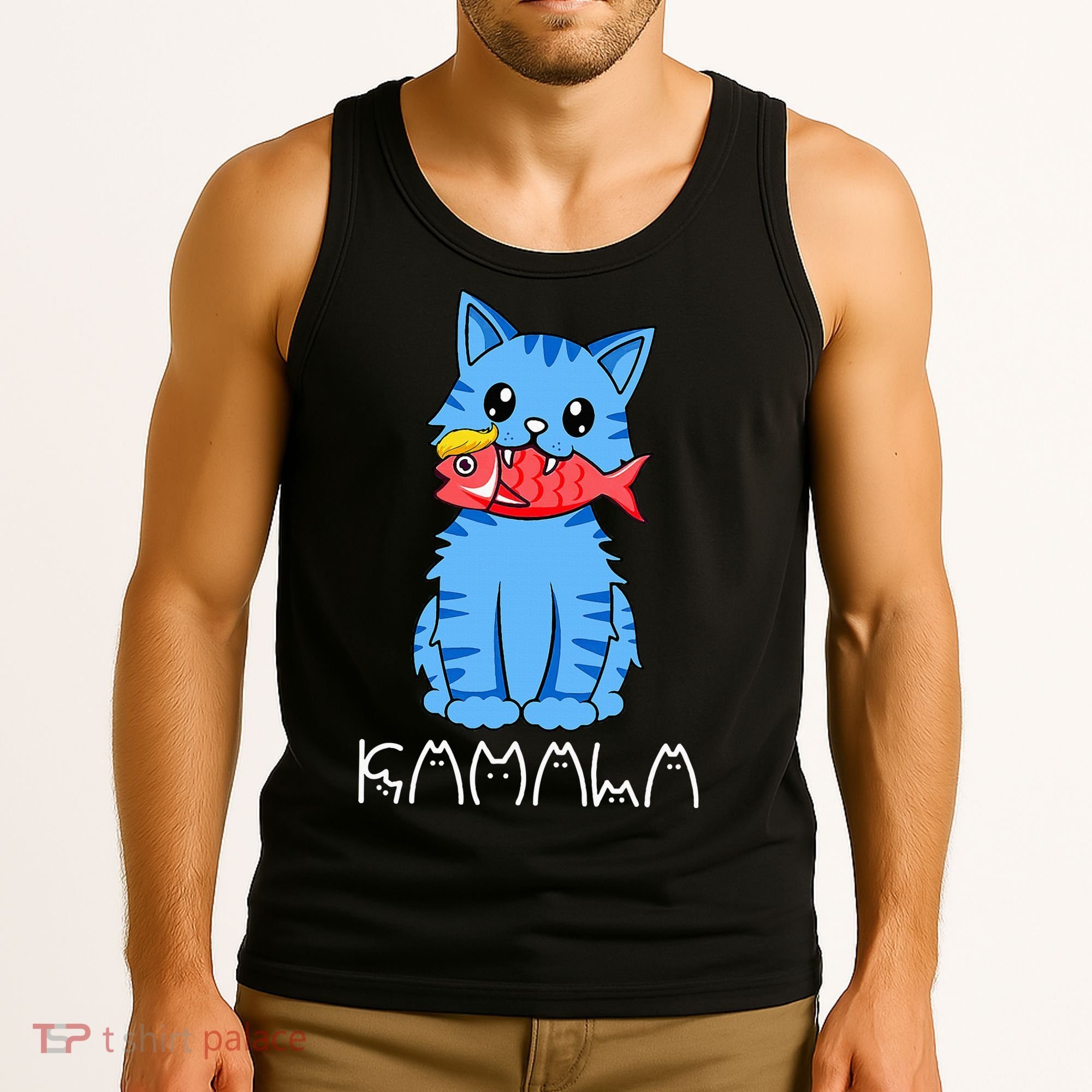 Kamala Cat Eat Fish Funny Harris Trump 2024 Tank Top