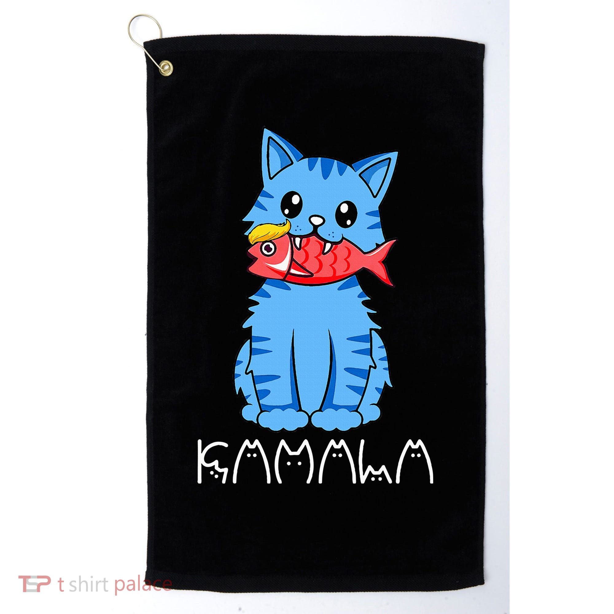 Kamala Cat Eat Fish Funny Harris Trump 2024 Golf Towel