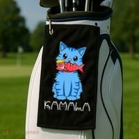 Kamala Cat Eat Fish Funny Harris Trump 2024 Golf Towel thumb 2
