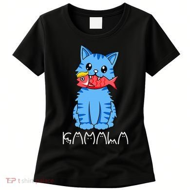 Kamala Cat Eat Fish Funny Harris Trump 2024 Women's T-Shirt