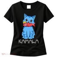 Kamala Cat Eat Fish Funny Harris Trump 2024 Women's T-Shirt thumb 0