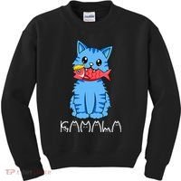 Kamala Cat Eat Fish Funny Harris Trump 2024 Kids Sweatshirt thumb 0