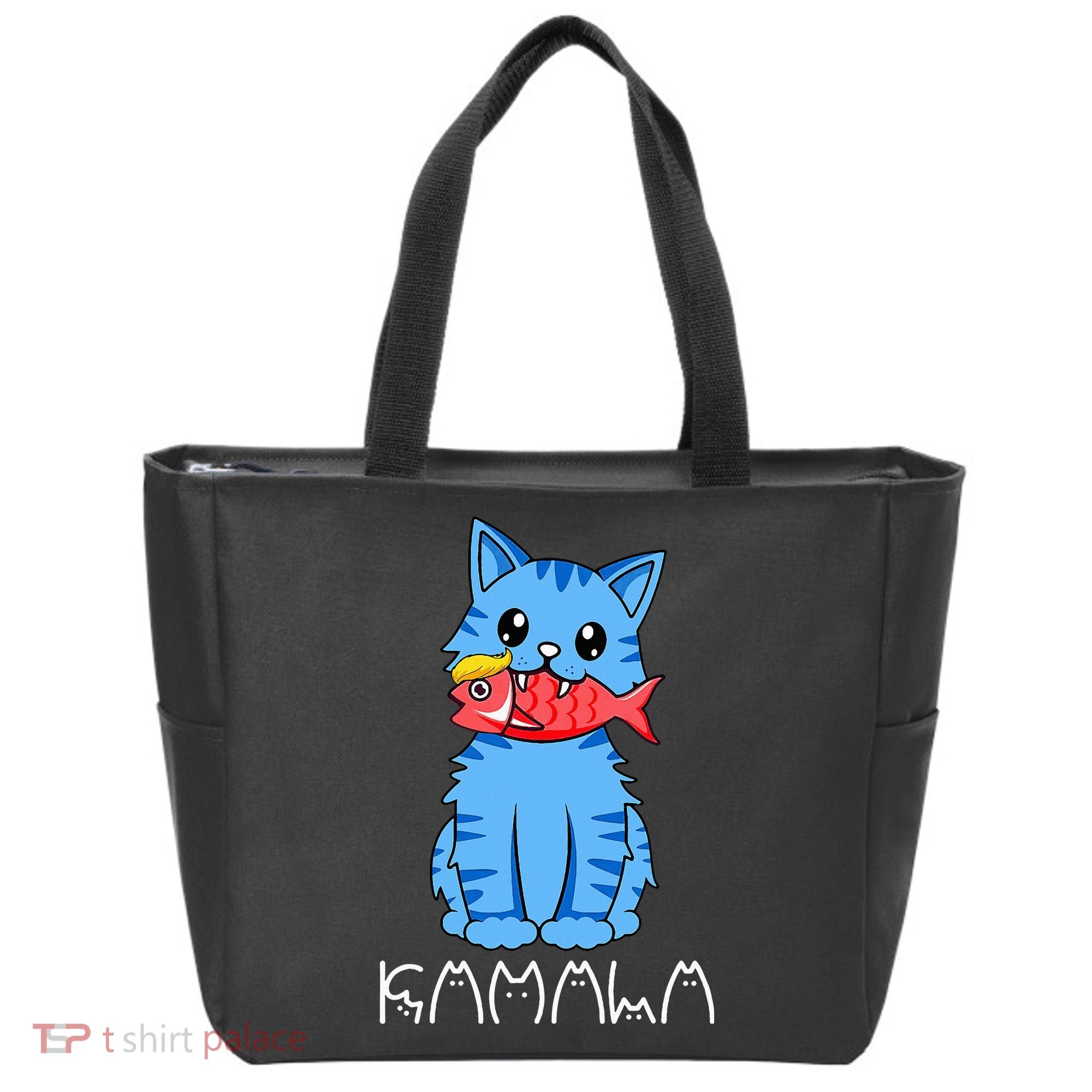 Kamala Cat Eat Fish Funny Harris Trump 2024 Tote Bag