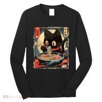 Kawaii Cat Eating Ramen Noodles Anime Gift Girl Teens Long Sleeve Shirt thumb 0