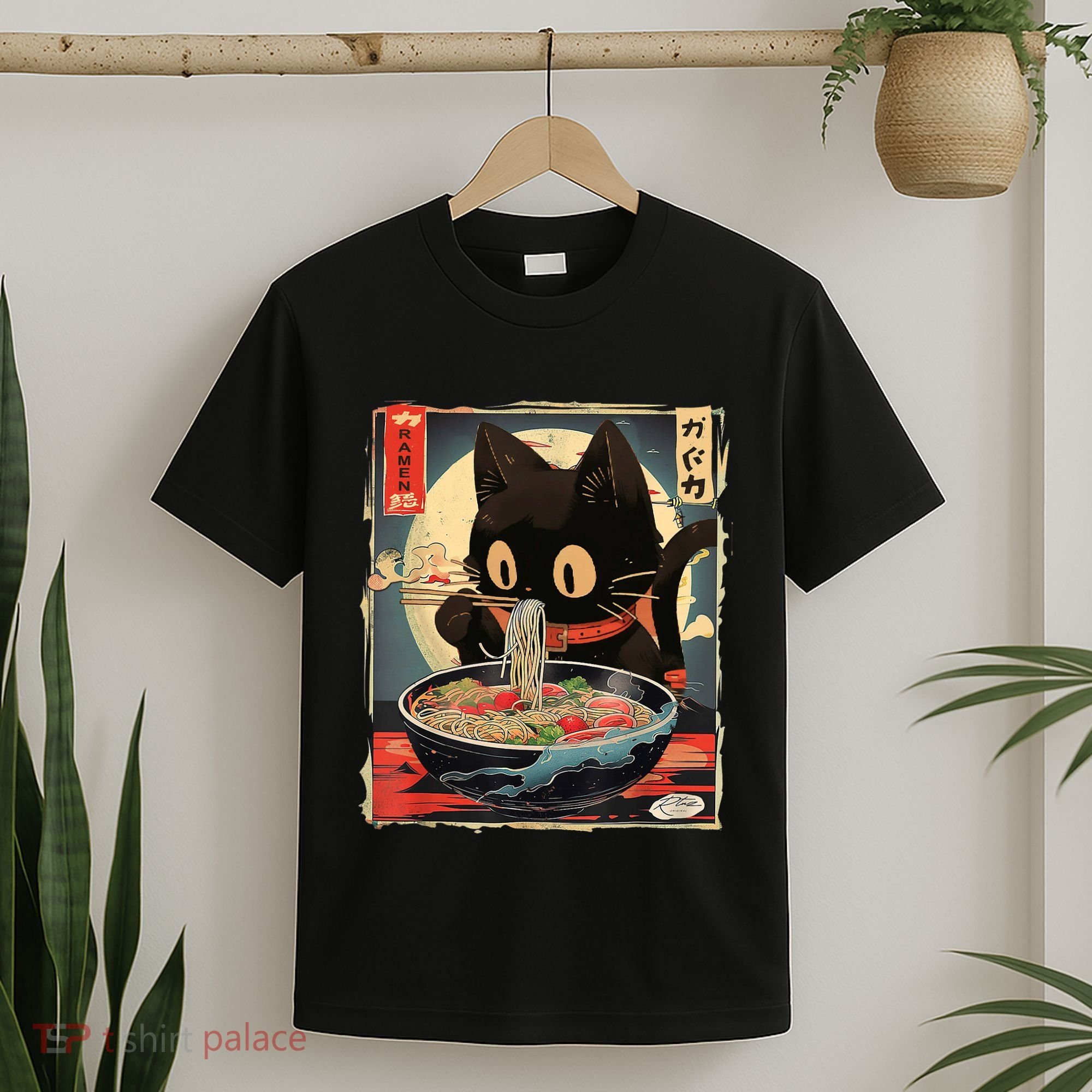 Kawaii Cat Eating Ramen Noodles Anime Gift Girl Teens T-Shirt