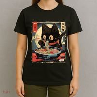 Kawaii Cat Eating Ramen Noodles Anime Gift Girl Teens T-Shirt thumb 4