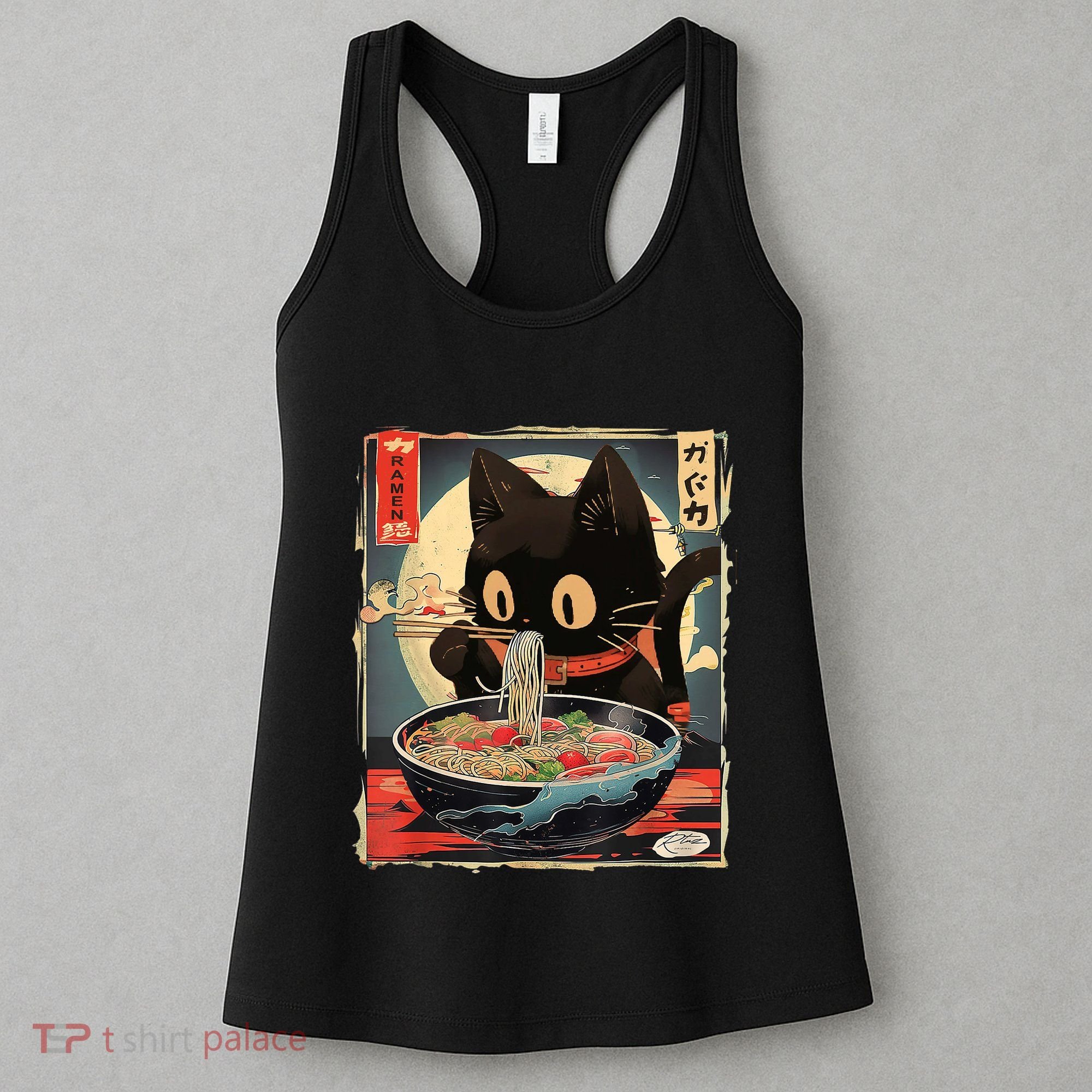 Kawaii Cat Eating Ramen Noodles Anime Gift Girl Teens Women's Tank Top