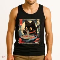 Kawaii Cat Eating Ramen Noodles Anime Gift Girl Teens Tank Top thumb 3