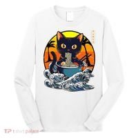 Kawaii Cat Eating Ramen Noodles Japanese Art Anime  Long Sleeve Shirt thumb 0