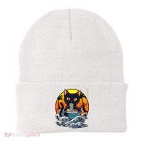 Kawaii Cat Eating Ramen Noodles Japanese Art Anime  Beanie thumb 0