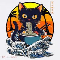 Kawaii Cat Eating Ramen Noodles Japanese Art Anime  Women's Hoodie thumb 2