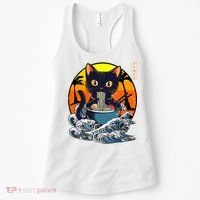 Kawaii Cat Eating Ramen Noodles Japanese Art Anime  Women's Tank Top thumb 0