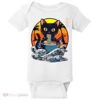 Kawaii Cat Eating Ramen Noodles Japanese Art Anime  Baby Bodysuit thumb 0