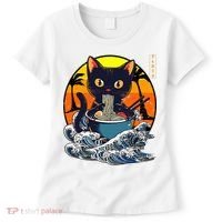 Kawaii Cat Eating Ramen Noodles Japanese Art Anime  Women's T-Shirt thumb 0