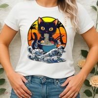 Kawaii Cat Eating Ramen Noodles Japanese Art Anime  Women's T-Shirt thumb 2
