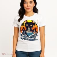 Kawaii Cat Eating Ramen Noodles Japanese Art Anime  Women's T-Shirt thumb 4