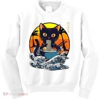 Kawaii Cat Eating Ramen Noodles Japanese Art Anime  Kids Sweatshirt thumb 0