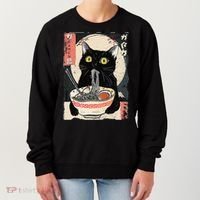Kawaii Cat Eating Ramen Noodles Funny Anime Gift Women's Sweatshirt thumb 0