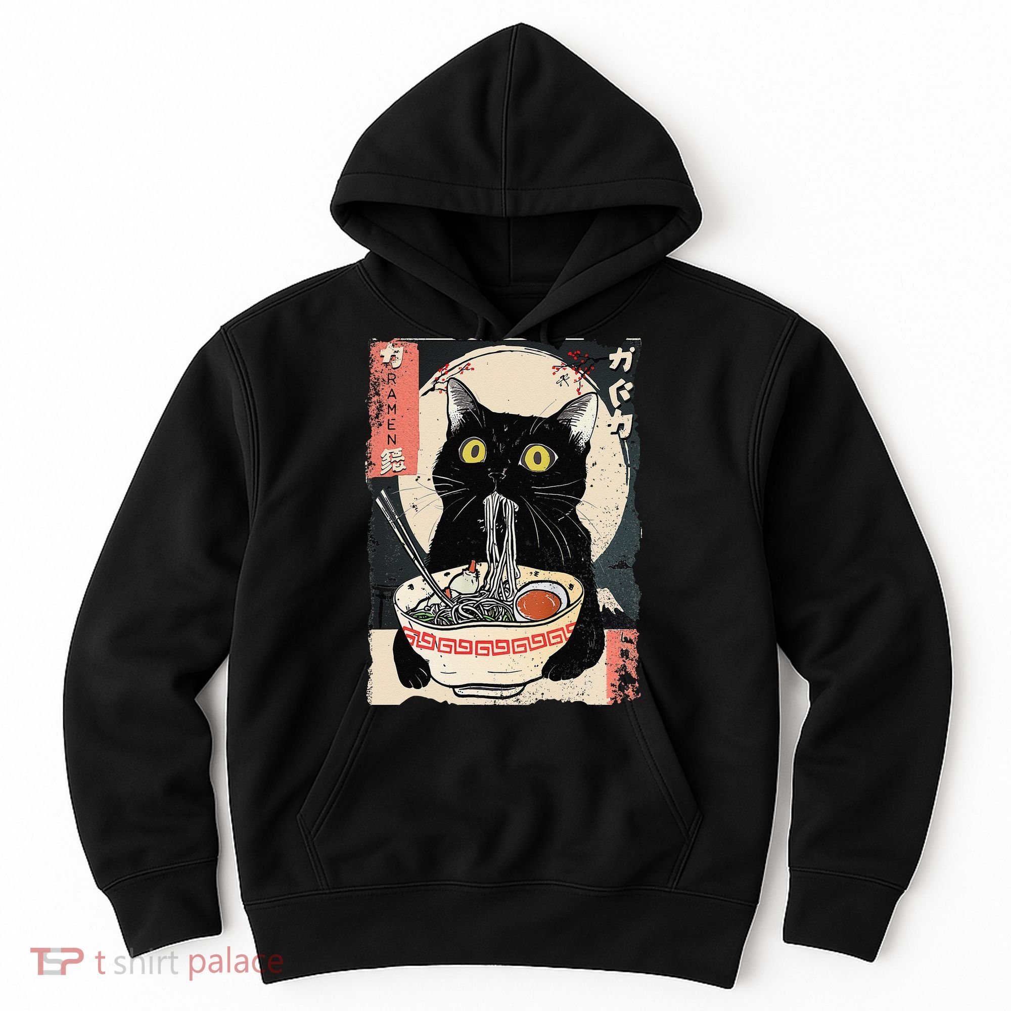 Kawaii Cat Eating Ramen Noodles Funny Anime Gift Hoodie
