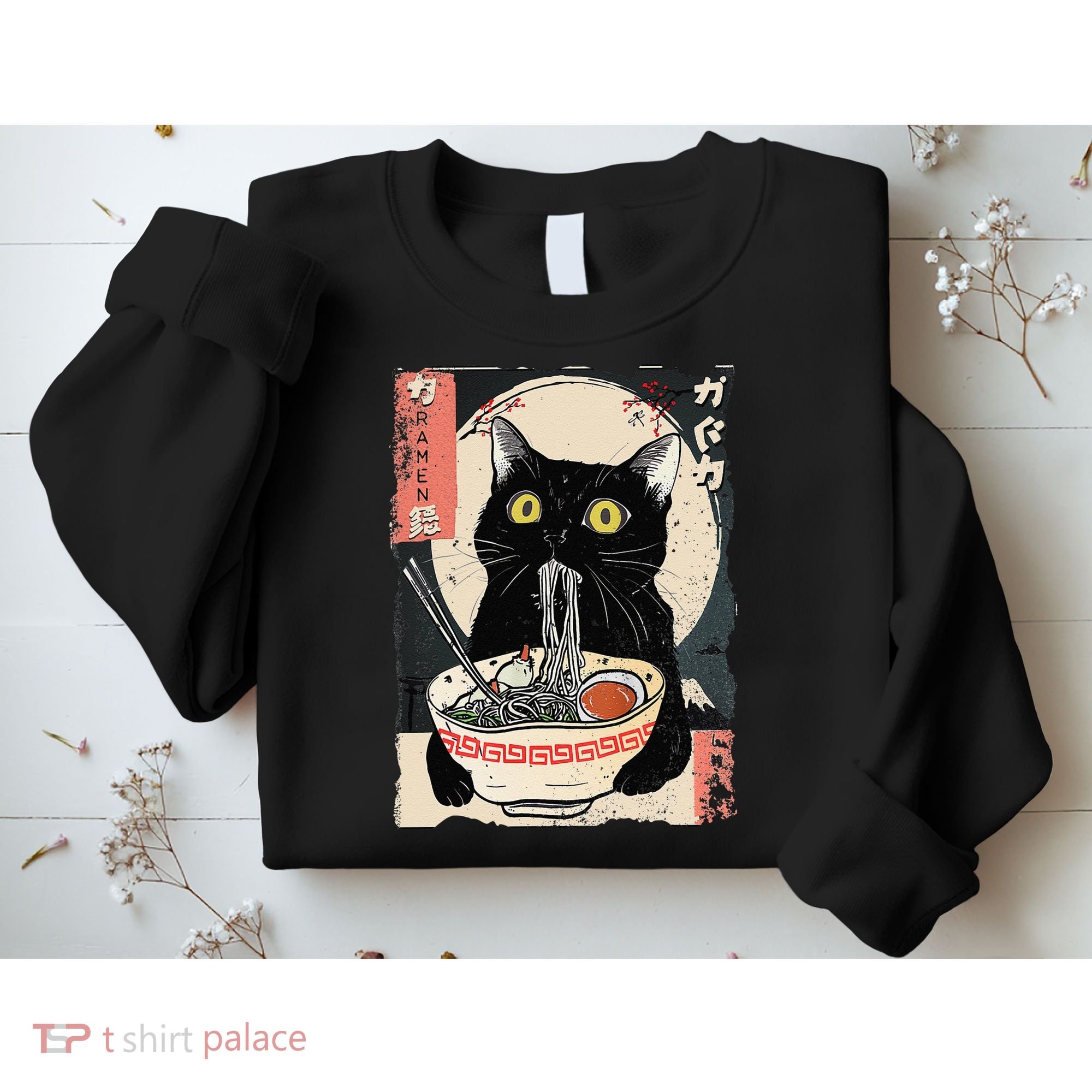Kawaii Cat Eating Ramen Noodles Funny Anime Gift Sweatshirt