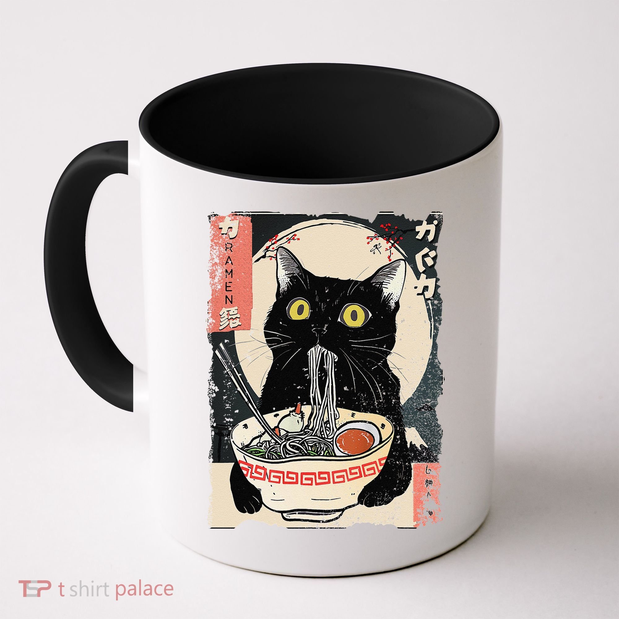 Kawaii Cat Eating Ramen Noodles Funny Anime Gift Coffee Mug