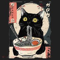 Kawaii Cat Eating Ramen Noodles Funny Anime Gift Beanie thumb 2