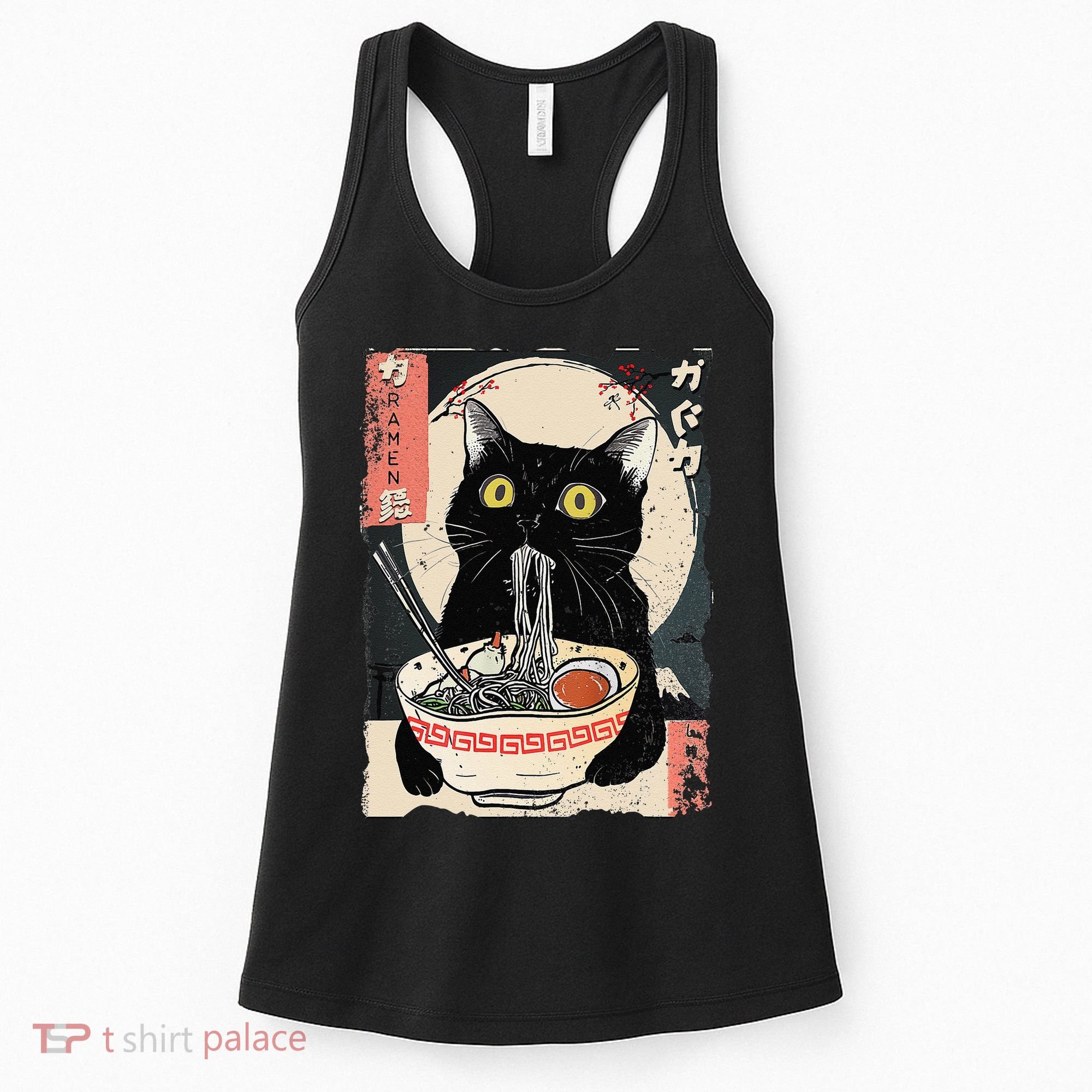 Kawaii Cat Eating Ramen Noodles Funny Anime Gift Women's Tank Top