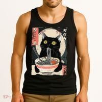 Kawaii Cat Eating Ramen Noodles Funny Anime Gift Tank Top thumb 3