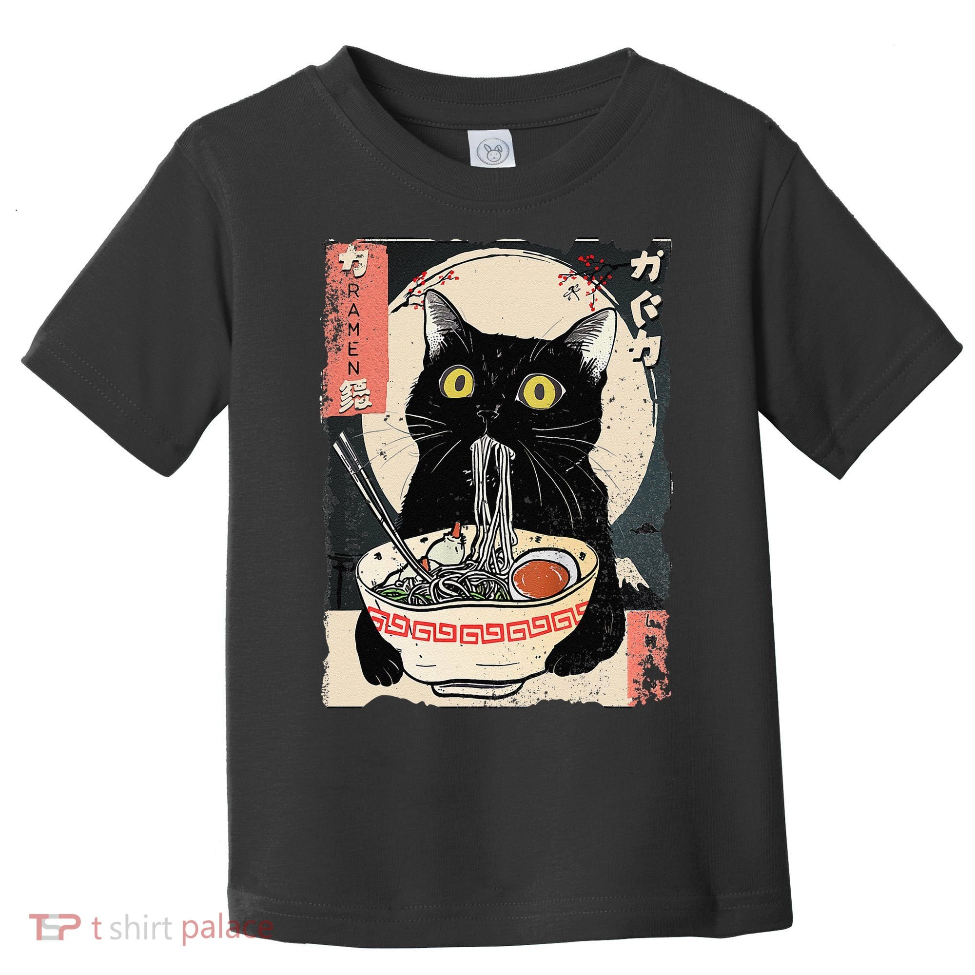 Kawaii Cat Eating Ramen Noodles Funny Anime Gift Toddler T-Shirt