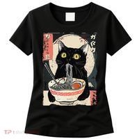 Kawaii Cat Eating Ramen Noodles Funny Anime Gift Women's T-Shirt thumb 0