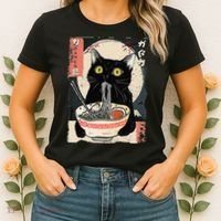 Kawaii Cat Eating Ramen Noodles Funny Anime Gift Women's T-Shirt thumb 2
