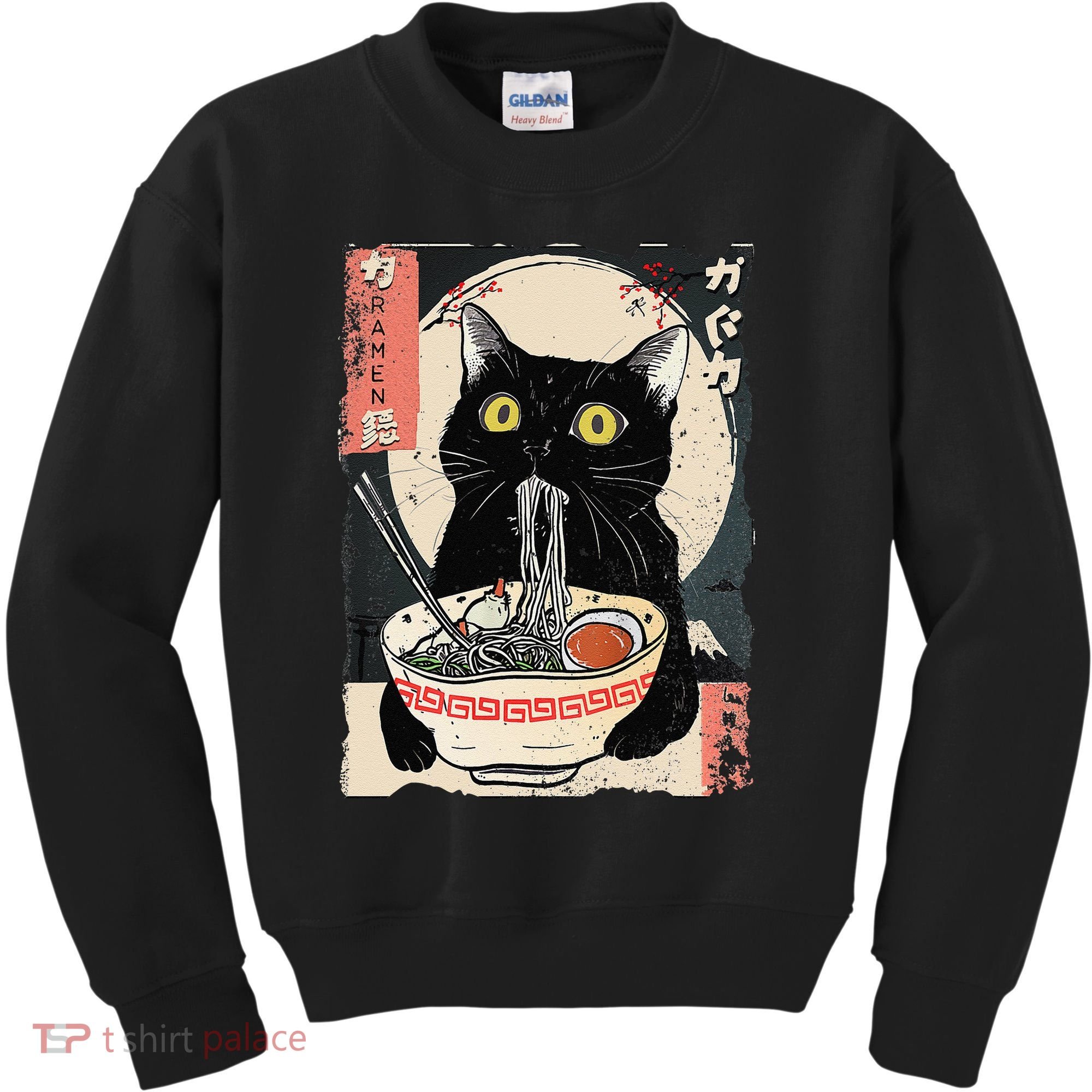 Kawaii Cat Eating Ramen Noodles Funny Anime Gift Kids Sweatshirt