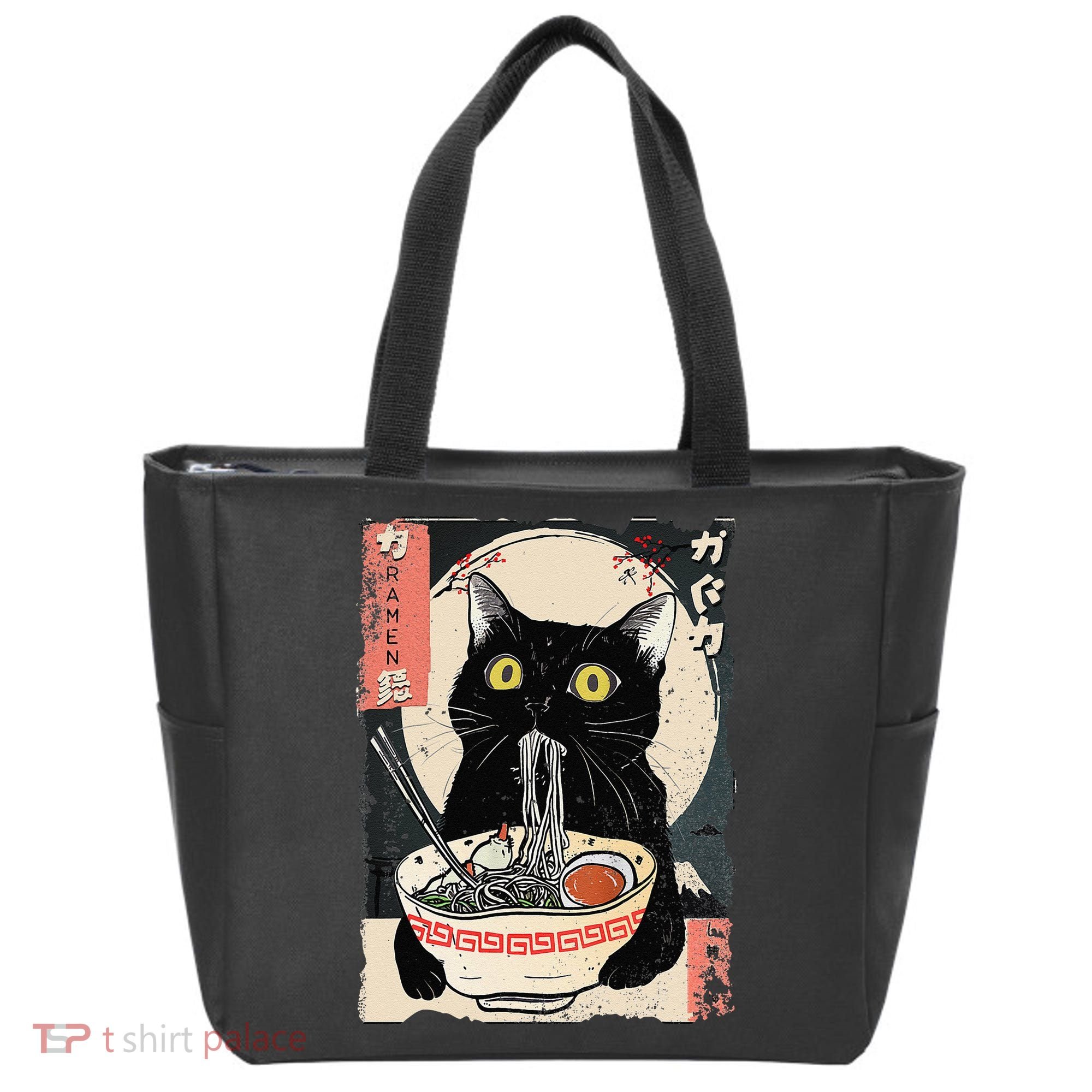 Kawaii Cat Eating Ramen Noodles Funny Anime Gift Tote Bag