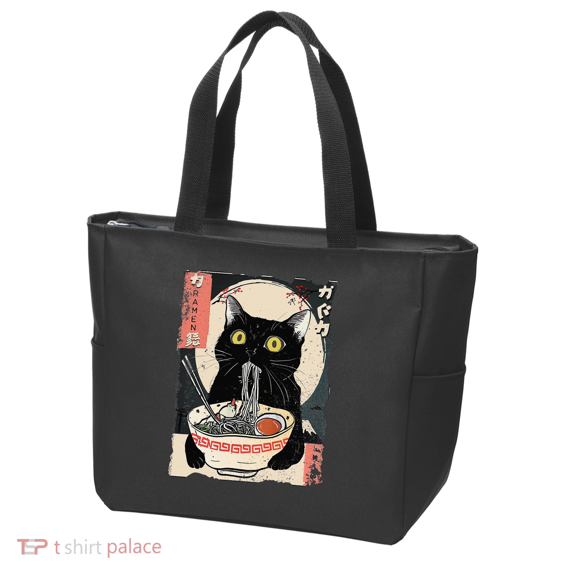 Kawaii Cat Eating Ramen Noodles Funny Anime Gift Tote Bag