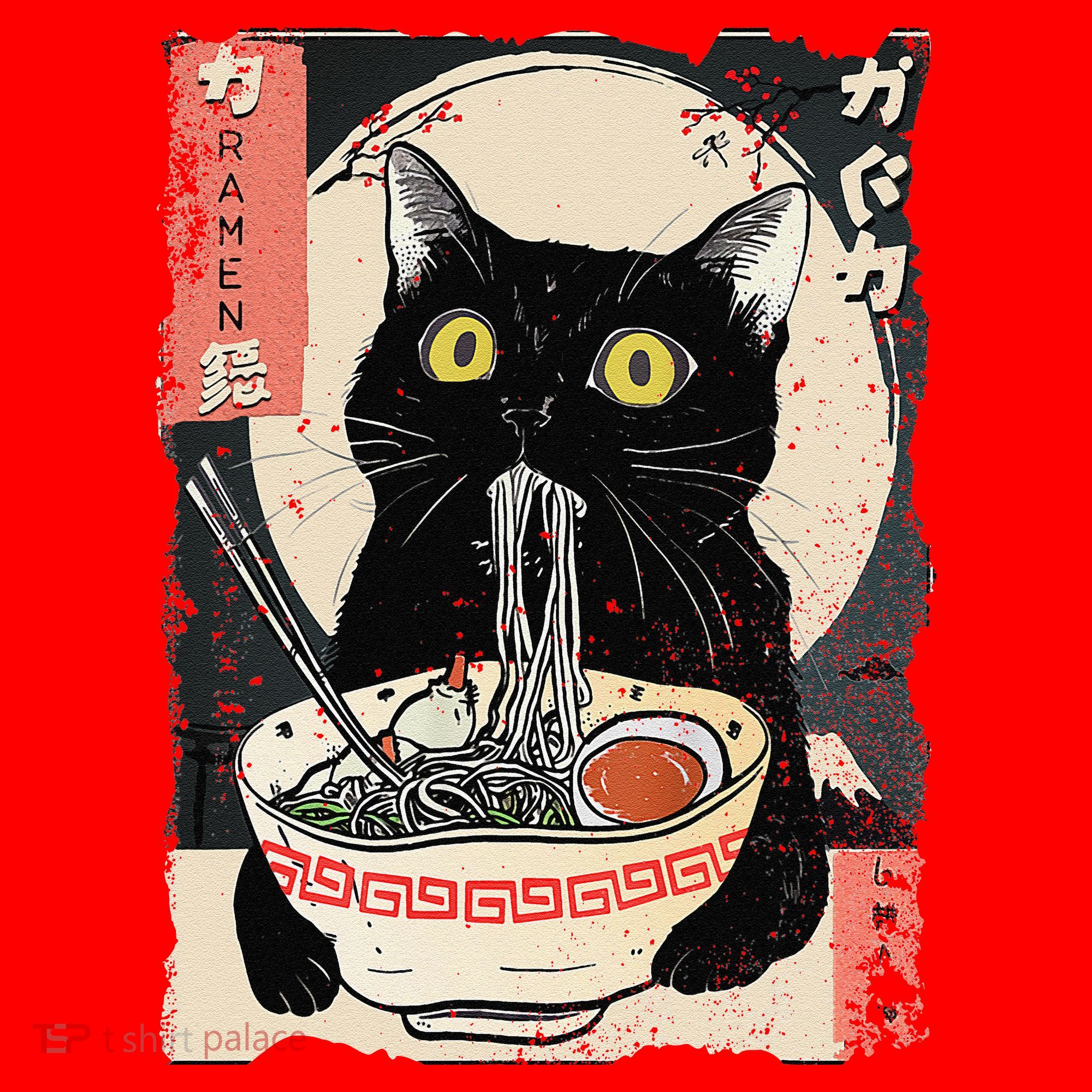 Kawaii Cat Eating Ramen Noodles Funny Anime Gift Santa Hat