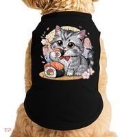 Kawaii Cat Eating Sushi Cute Anime For Cat Lovers Doggie Tank thumb 0
