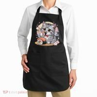 Kawaii Cat Eating Sushi Cute Anime For Cat Lovers Apron thumb 2