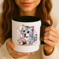 Kawaii Cat Eating Sushi Cute Anime For Cat Lovers Coffee Mug thumb 3