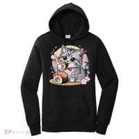 Kawaii Cat Eating Sushi Cute Anime For Cat Lovers Women's Hoodie thumb 0