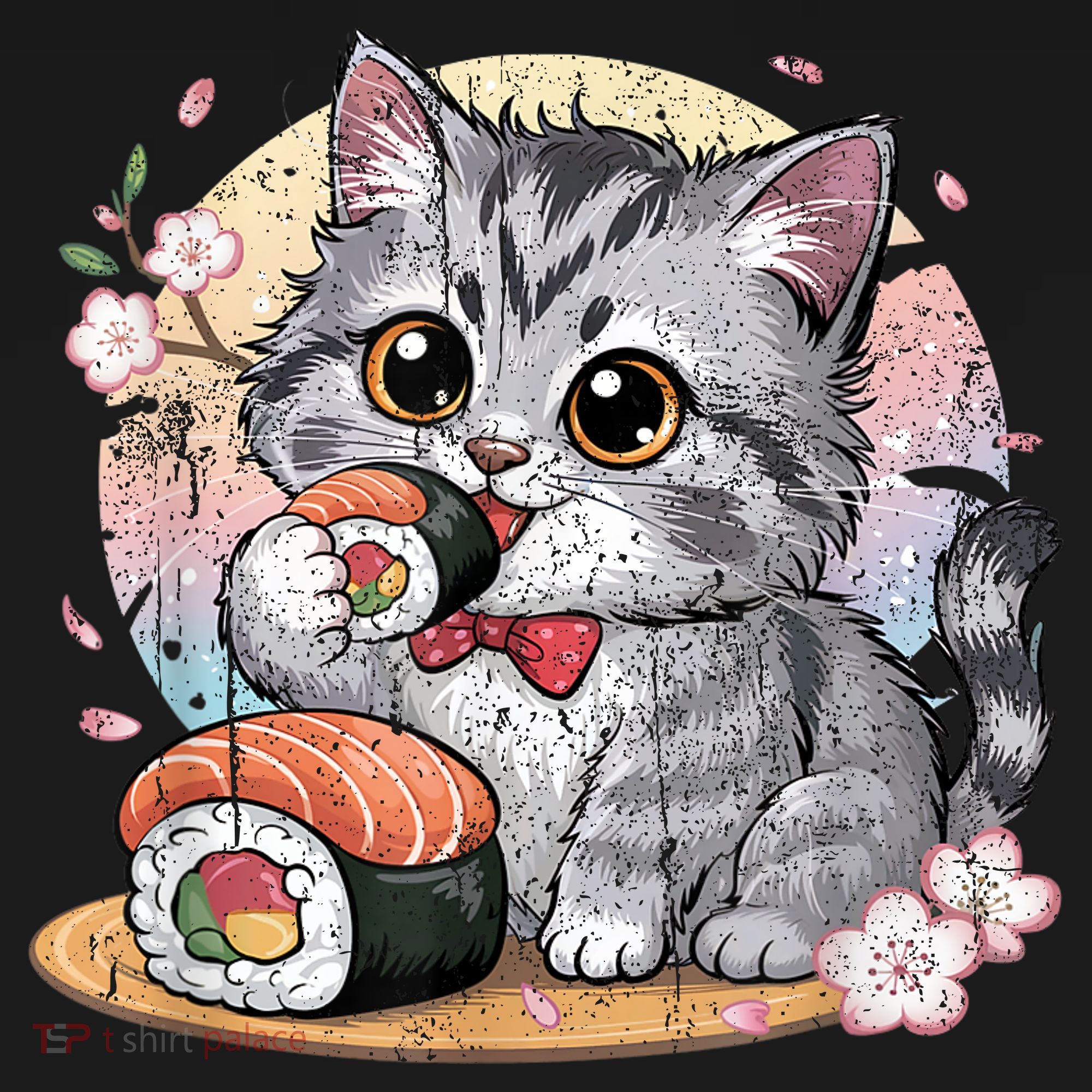 Kawaii Cat Eating Sushi Cute Anime For Cat Lovers Women's Hoodie