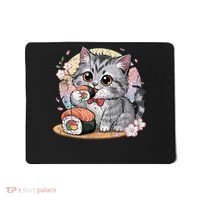Kawaii Cat Eating Sushi Cute Anime For Cat Lovers Mousepad thumb 0