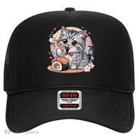 Kawaii Cat Eating Sushi Cute Anime For Cat Lovers Hat thumb 0