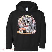 Kawaii Cat Eating Sushi Cute Anime For Cat Lovers Toddler Hoodie thumb 0