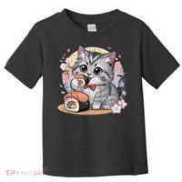 Kawaii Cat Eating Sushi Cute Anime For Cat Lovers Toddler T-Shirt thumb 0