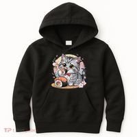 Kawaii Cat Eating Sushi Cute Anime For Cat Lovers Kids Hoodie thumb 0