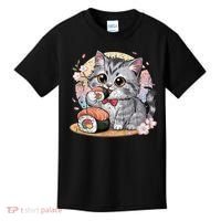 Kawaii Cat Eating Sushi Cute Anime For Cat Lovers Kids T-Shirt thumb 0